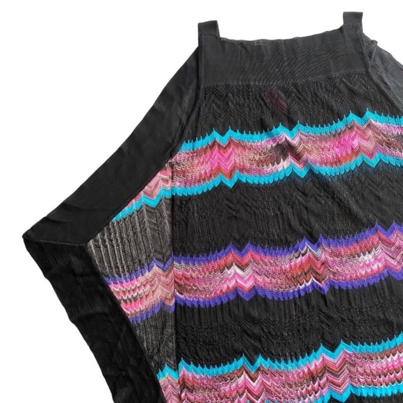 Missoni Chevron Coverup Black Pink Turquoise Purple Knit Sleeveless Dress 46 10 - Picture 11 of 15